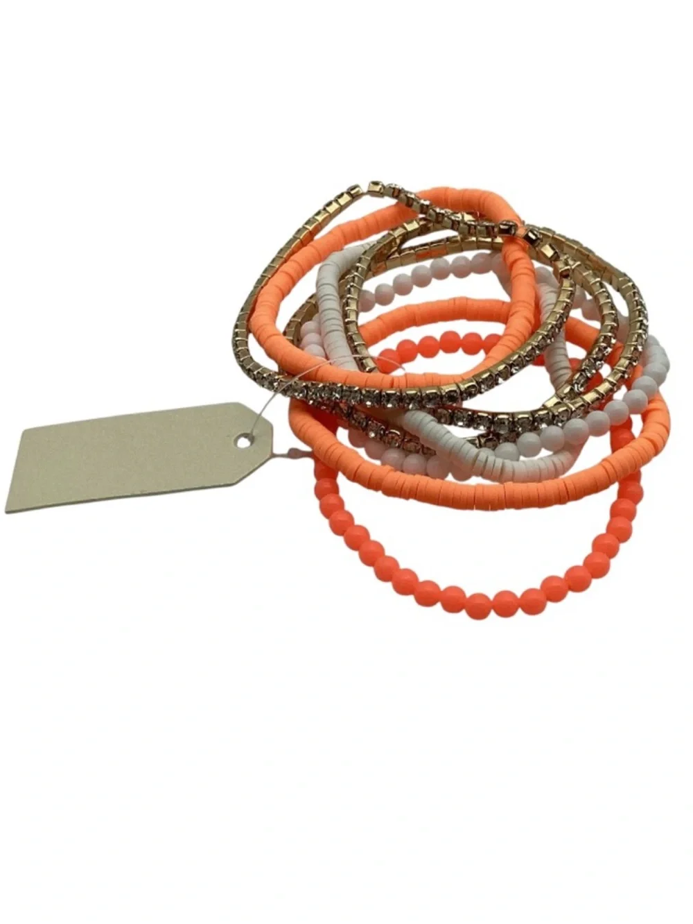Own the Game 8 pc. Orange and White Beaded Bracelet Set (NWT)
